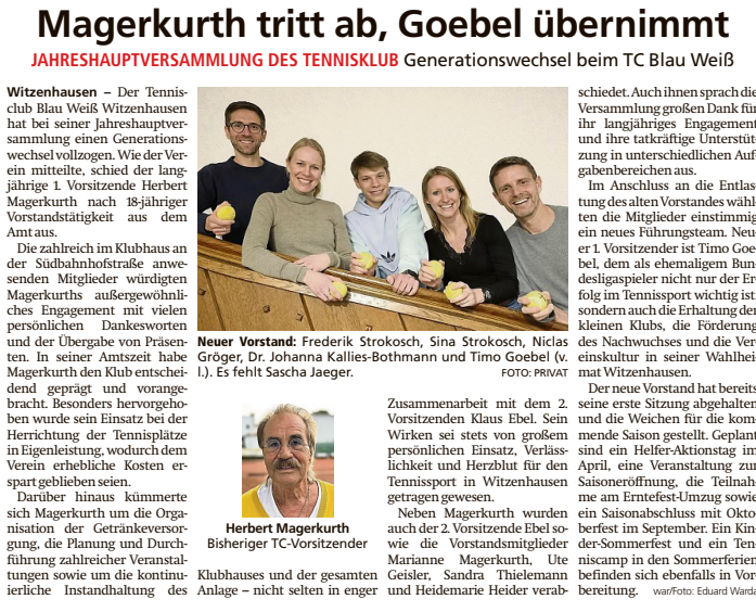 HNA Bericht zur Jahreshauptversammlung 2026