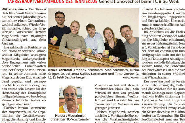 HNA Bericht zur Jahreshauptversammlung 2026